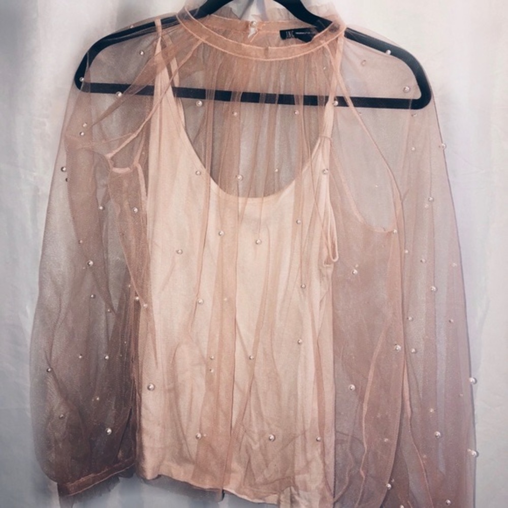 Brand new pearl mesh blouse